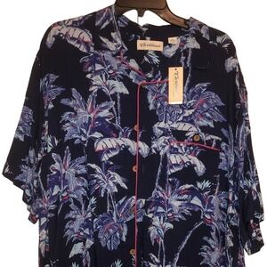 Caribbean Hawaiian Style Floral Button Down Shirt Pocket NWT Size XL NWT